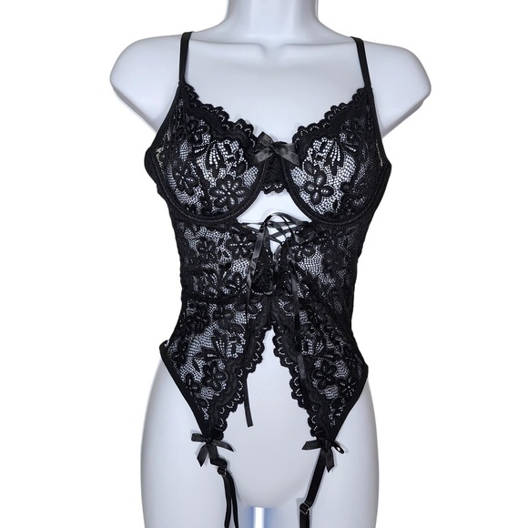 BNWOT Gorgeous black Underwired bodysuit top Lingerie size S teddy Babydoll - Picture 2 of 9